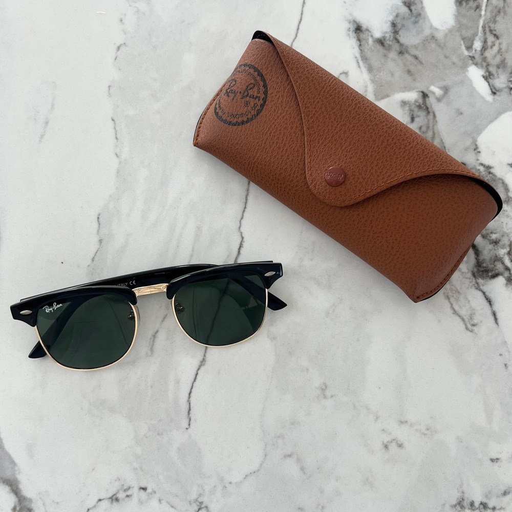 Rayban Clubmaster Black on Gold G-15 Green